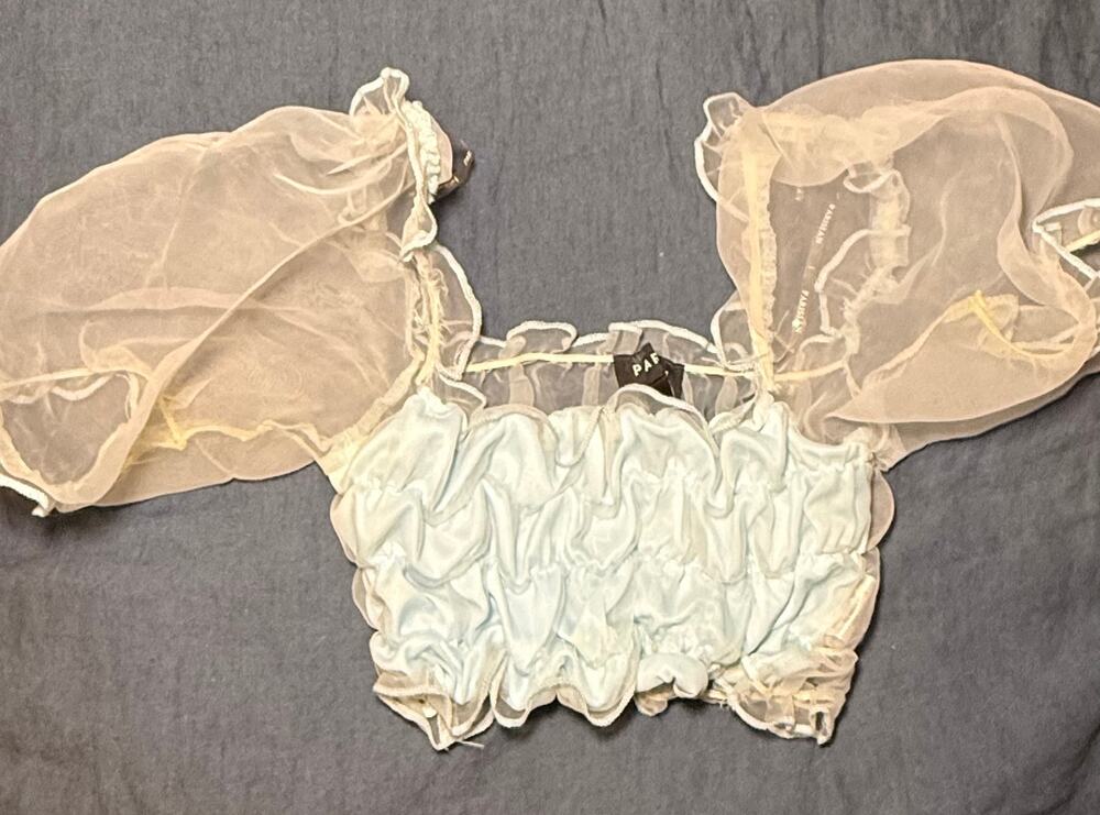 Baby Blue Puff Sleeve Crop Top Size US 4